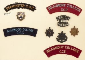 Beaminster, Bearwood College and Beaumont College OTC and CCF 9 items of insignia. Good assortment