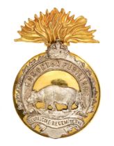 Canadian Edmonton Fusiliers Officer's post 1929 head-dress badge. Fine scarce die-cast gilt