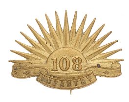 Indian Army. 108th Infantry pagri badge circa 1903-22. A good British made die-stamped brass