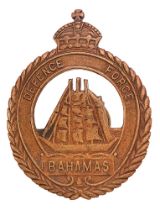 Bahamas Defence Force WW2 Officer's cap badge circa 1939-45. Good rare US manufactured die-cast