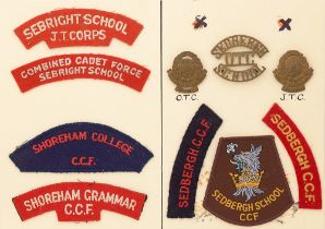 Sebright, Shoreham and Sedburgh Schools OTC, JTC and CCF 10 items of insignia. Good assortment of