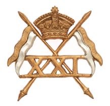 21st (Empress of India's) Lancers Victorian cap badge circa 1898-99. Good rare die-stamped brass