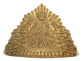 9th Queen's Royal Lancers Victorian lance cap plate circa 1880-1905. A good die-stamped brass
