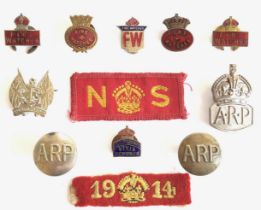 12 Home Front Etc. WW2 Lapel Badges. Including Fire Watcher various patterns ... Boys Brigade