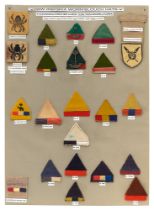 22 badges worn on WW2 slouch hats by African units etc. Board with good display of mainly cloth