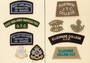 East Midlands University and Ellesmere College OTC, JTC and CCF 10 items of insignia. Good