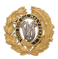 West India Regiment post 1881 Officer's pagri badge. Good scarce die-cast rich gilt example.