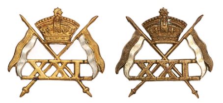 21st (Empress of India's) Lancers Victorian two collar badges circa 1898-99. Good rare die-stamped