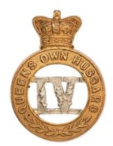 4th Queen's Own Hussars Victorian cap badge circa 1896-1901. Good scarce die-stamped crowned