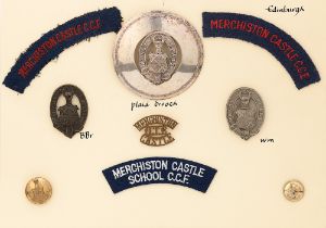 Merchiston Castle School OTC and CCF 9 items of insignia. Good assortment of badges, buttons,