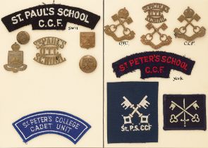 St. Paul's School, St.Peter's College and St. Peter's School OTC and CCF 14 items of insignia.