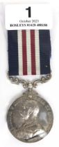 WW1 2nd Bn Hampshire Regiment 1917 Military Medal. Awarded to 10629 PTE A. GOSLING 2/HANTS.R.