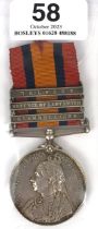 Devonshire Regiment 3 clasp Boer War Queen's South Africa Medal. Awarded to 3910 PTE H EDWARDS DEVON