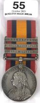 Warren's Mounted Infantry 3 clasp Boer War Queen's South Africa Medal. Awarded to 134 TPR F.