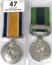 WW1 Hampshire Regiment India General Service Medal Pair. Awarded to 240785 PTE H.J. CHERRETT HAMPS