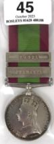 67th (South Hampshire) Foot 1878-80 Afghanistan Medal, clasps CHARASIA & KABUL. Awarded to 40B/345