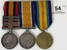 Boer War / WW1 King's Royal Rifle Corps Defence of Ladysmith Group of Three Medals. Awarded to