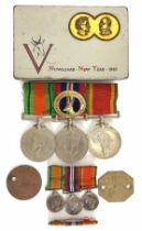 WW2 South African Engineers Attributed Group of Three Medals 1945 Tin etc. Awarded to 593043 A