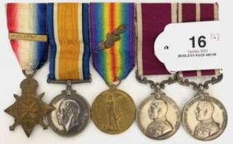 WW1 Royal Army Medical Corps Mons Star MSM. Long Service Group of 5 Medals Awarded to 17870