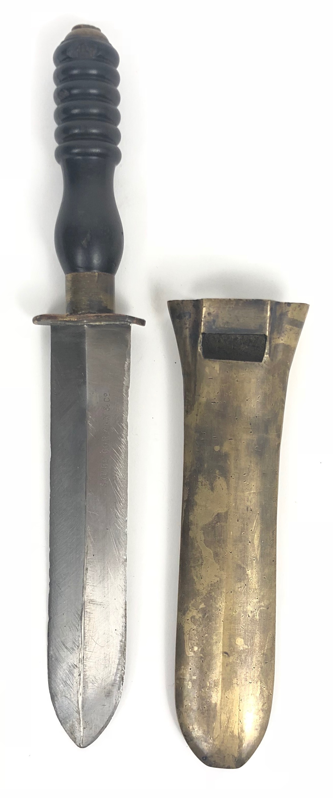 Early 20th Century Siebe Gorman & Co Diving Knife A good used example with double edged spear - Image 2 of 3