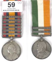 Coldstream Guards 6 clasp Boer War Queen's South Africa Medal pair. Queen's South Africa Medal