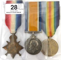 WW1 Royal West Kent Regiment Group of Three Medals. Awarded to S-1136 SJT A.J. CORK R W KENT R.