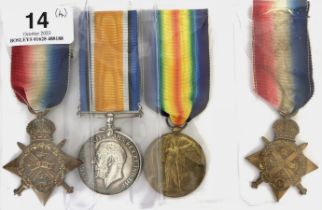 WW1 Army Service Corps Mons 1914 Star Trio of Medals. Awarded to SS-169 A. SJT R. WALKER A.S.C. 1914