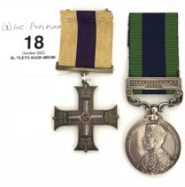 Indian Army 5th Light Infantry Military Cross IGS Medal Pair Attributed to Second Lieutenant Roy