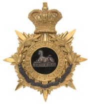 Badge. South Lancashire Regiment Victorian Officer's helmet plate circa 1881-1901. Fine gilt crowned