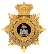 Badge. Essex Regiment Victorian Officer's helmet plate circa 1881-1901. Fine gilt crowned star