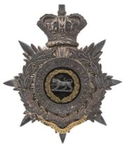 Badge. 3rd (Portsmouth) VB Hampshire Regiment Victorian Officer's helmet plate circa 1885-1901. Fine