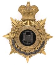 Badge. Suffolk Regiment Victorian Officer's helmet plate circa 1881-1901. Fine gilt crowned star