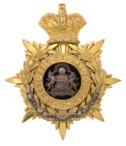 Badge. Manchester Regiment Victorian Officer's helmet plate circa 1881-1901. Fine scarce gilt