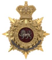 Badge. Royal Lancaster Regiment Victorian Officer's helmet plate circa 1881-1901. Fine gilt