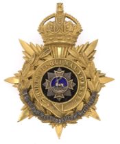 Badge. Bedfordshire Regiment Officer's helmet plate circa 1901-14. Fine gilt crowned star mounted