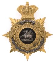 Badge. The Buffs, Royal East Kent Regiment Victorian Officer's helmet plate circa 1900-1901. Fine