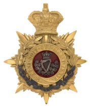 Badge. Royal Irish Regiment Victorian Officer's helmet plate circa 1881-1901. Fine gilt crowned star