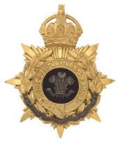 Badge. North Staffordshire Regiment Officer's helmet plate circa 1901-14. Fine gilt crowned star