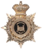 Badge. 1st (Ipswich) VB Suffolk Regiment Victorian Officer's helmet plate circa 1887-1901. Fine