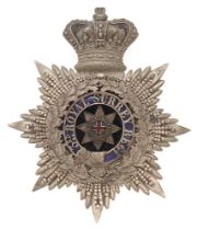 Badge. 3rd Royal Surrey Militia Victorian Officer's helmet plate circa 1878-81. Fine rare silvered