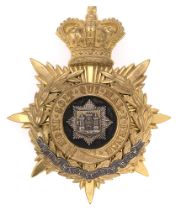 Badge. East Surrey Regiment Victorian Officer's helmet plate circa 1881-91. Fine gilt crowned star