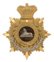 Badge. Lincolnshire Regiment Victorian Officer's helmet plate circa 1881-1901. Fine rich gilt