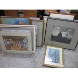 A quantity of framed and unframed oil paintings, watercolours and other pictures to include Barry