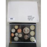 A Royal Mint 2009 proof coin set containing a Kew Gardens 50p, 12 coins set (1p - £5)