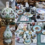 A mixed lot to include a vintage lamp, an Imari patterned vase, a Coalport figure, a Beswick model