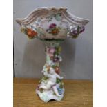 A late 19th/20th century Dresden porcelain centrepiece of floral design having pierced bowl to the