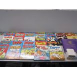 A collection of annuals 1960s to 1980s to include The Beano and Dandy, along with 1935 Jubilee