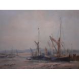 William Davies - harbour scene at low tide, oil on canvas, signed and framed Location: