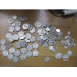 A quantity of British pre-1948 silver coinage to include half-Crowns, two-shilling, florins,