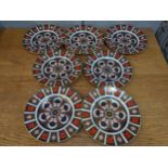 A set of seven Royal Crown Derby Imari 1128 pattern dinner plates Location: